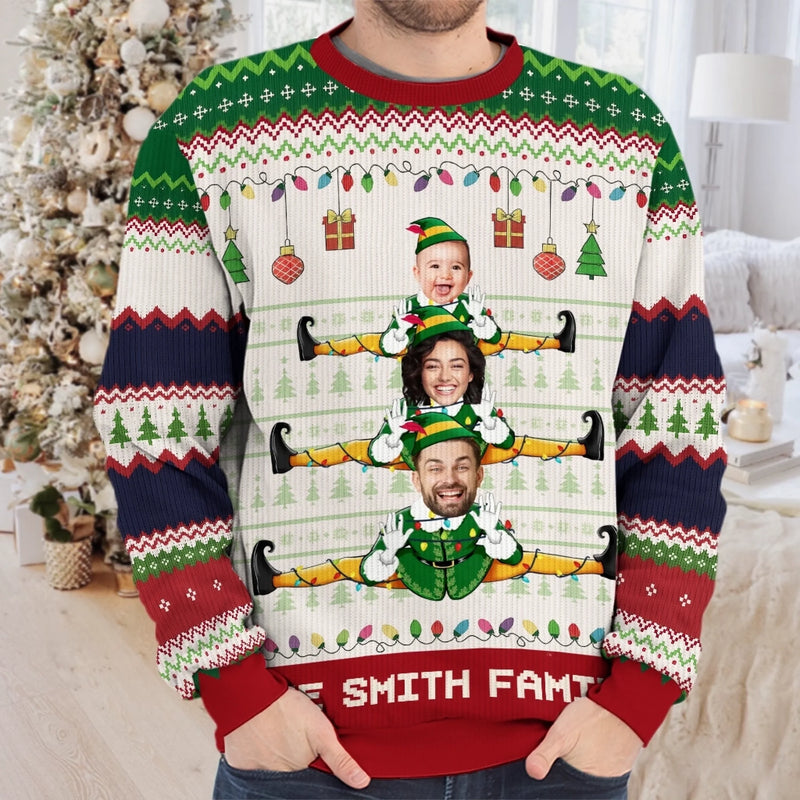 Sweatshirt moche unisexe personnalisé avec photo – Cadeaux de Noël ou d’anniversaire pour maman, papa, enfants – Glissez vers les fêtes avec style