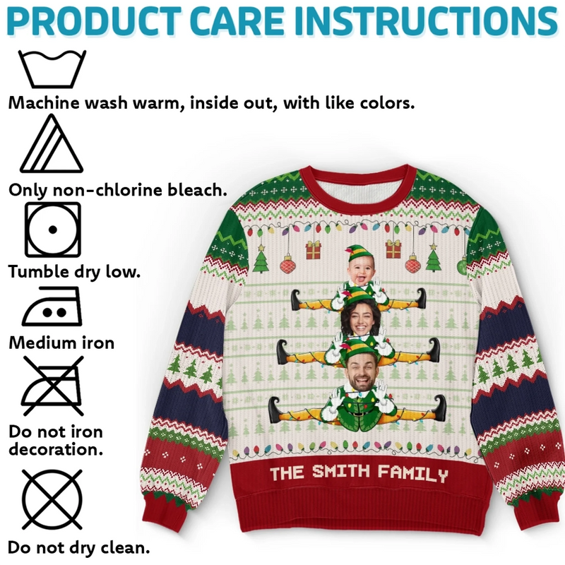 Sweatshirt moche unisexe personnalisé avec photo – Cadeaux de Noël ou d’anniversaire pour maman, papa, enfants – Glissez vers les fêtes avec style