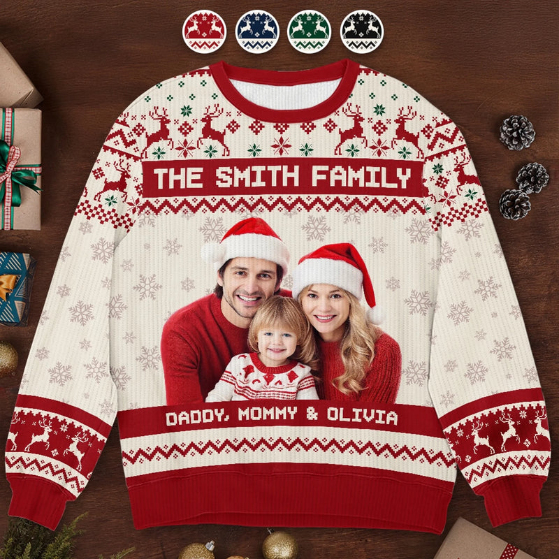 Sweatshirt moche unisexe personnalisé avec photo – Cadeaux de Noël ou d’anniversaire pour maman, papa, enfants – Porter les personnes que vous aimez le plus