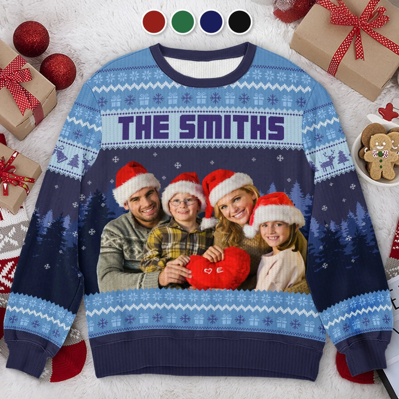 Sweatshirt moche unisexe personnalisé avec photo – Cadeaux de Noël ou d’anniversaire pour maman, papa, enfants – Plaisir en famille, fête réussie