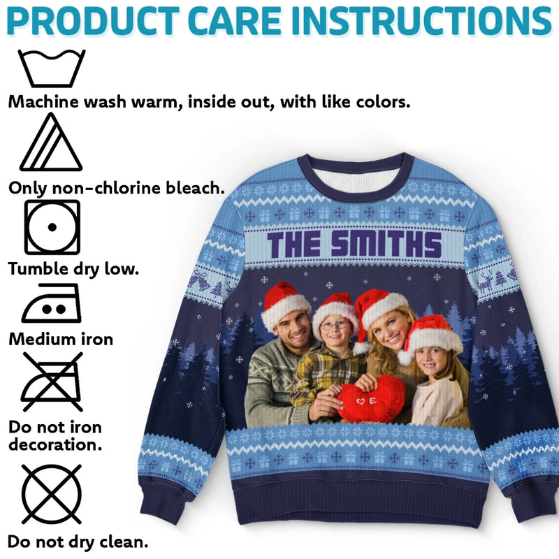 Sweatshirt moche unisexe personnalisé avec photo – Cadeaux de Noël ou d’anniversaire pour maman, papa, enfants – Plaisir en famille, fête réussie