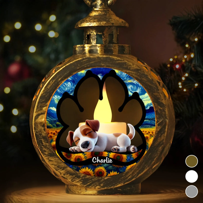 Ornement lanterne personnalisé – Cadeaux de Noël commémoratifs et de sympathie pour chiens – Les empreintes de pattes vivent dans nos cœurs