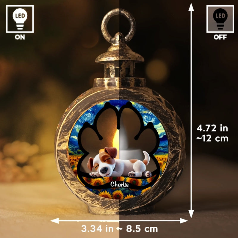 Ornement lanterne personnalisé – Cadeaux de Noël commémoratifs et de sympathie pour chiens – Les empreintes de pattes vivent dans nos cœurs