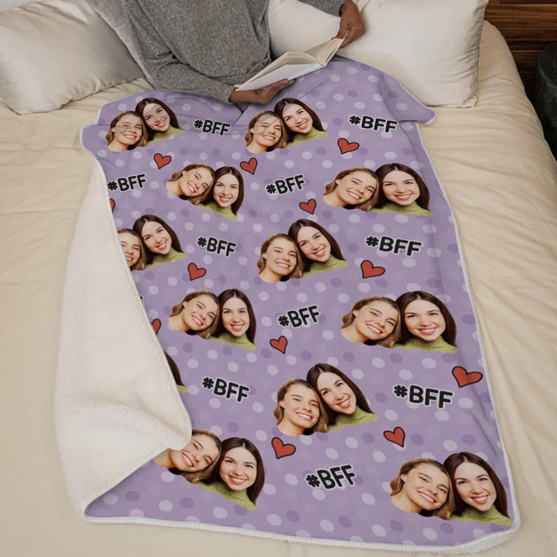 Couverture personnalisée avec photo – L’amour est beau, l’amitié est meilleure – Cadeau de Noël pour meilleures amies, BFF, sœurs