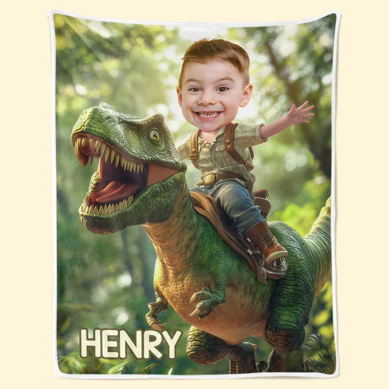 Couverture personnalisée avec photo – Cadeaux pour enfants, nouvelles mamans, nouveaux papas, nouveaux parents – Rugir comme un dinosaure