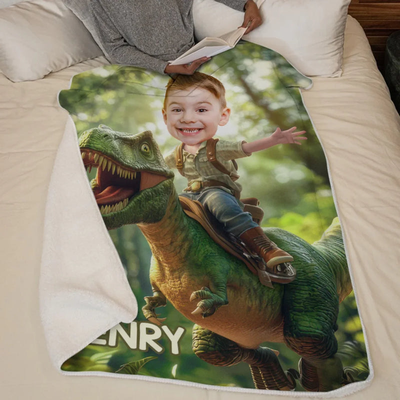 Couverture personnalisée avec photo – Cadeaux pour enfants, nouvelles mamans, nouveaux papas, nouveaux parents – Rugir comme un dinosaure