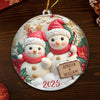 Ornement bonhomme de neige en acrylique personnalisé – Cadeaux d’anniversaire, de Noël ou de mariage pour mari et femme, lui et elle – Couple de neige, amour de neige