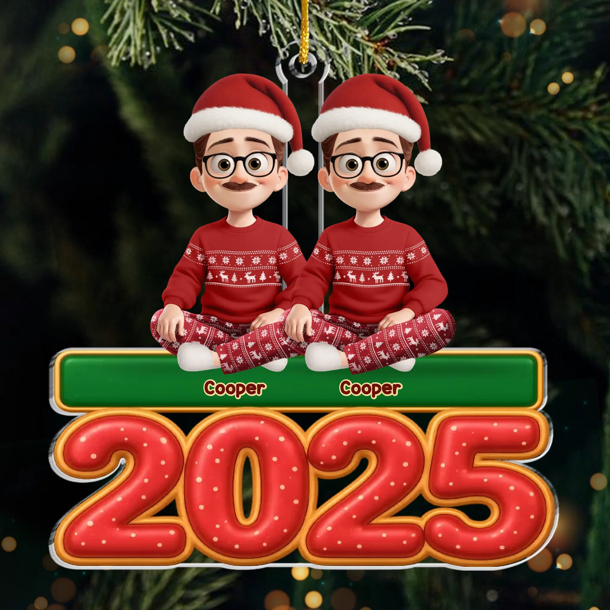 Ornement en acrylique personnalisé – Cadeaux de Noël ou d'anniversaire pour la famille, les amoureux des chiens et des chats – Nouvelle année, même bande de joyeux lurons