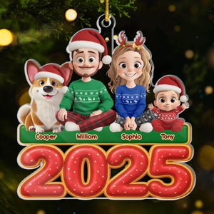 Ornement en acrylique personnalisé – Cadeaux de Noël ou d'anniversaire pour la famille, les amoureux des chiens et des chats – Nouvelle année, même bande de joyeux lurons