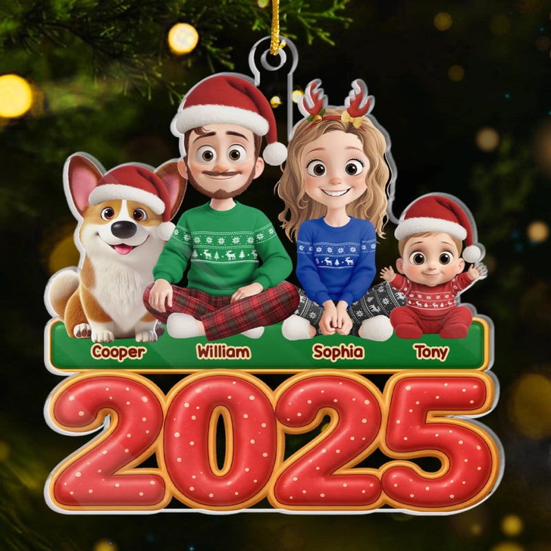 Ornement en acrylique personnalisé – Cadeaux de Noël ou d’anniversaire pour la famille, les amoureux des chiens et des chats – Nouvelle année, même bande de joyeux lurons