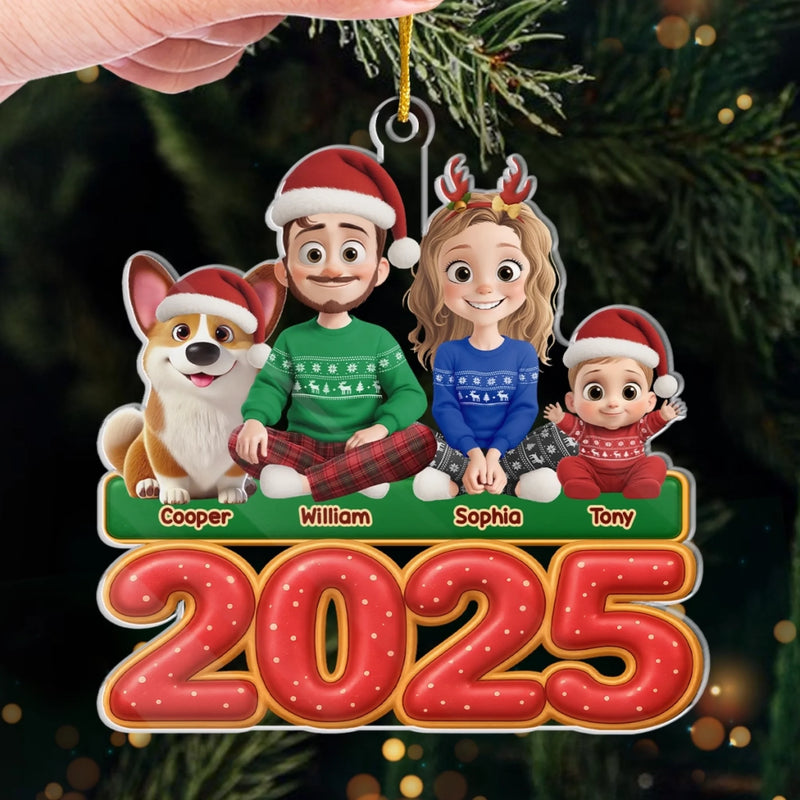Ornement en acrylique personnalisé – Cadeaux de Noël ou d’anniversaire pour la famille, les amoureux des chiens et des chats – Nouvelle année, même bande de joyeux lurons