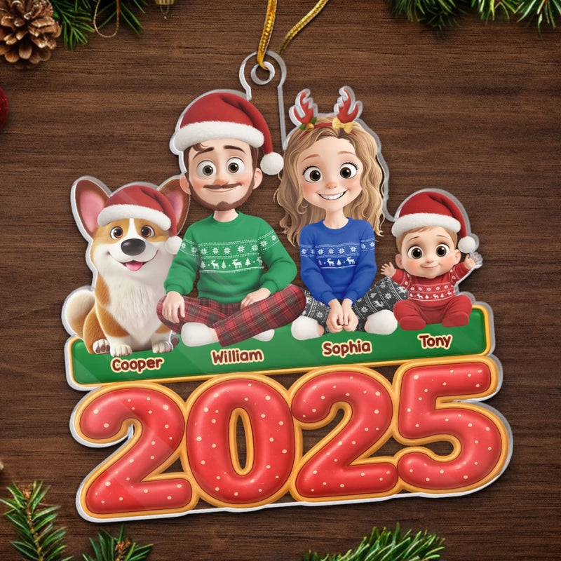 Ornement en acrylique personnalisé – Cadeaux de Noël ou d’anniversaire pour la famille, les amoureux des chiens et des chats – Nouvelle année, même bande de joyeux lurons