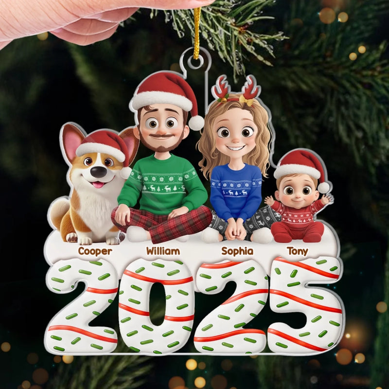 Ornement en acrylique personnalisé – Cadeaux de Noël ou d’anniversaire pour la famille, les amoureux des chiens et des chats – Le bonheur se savoure à chaque instant