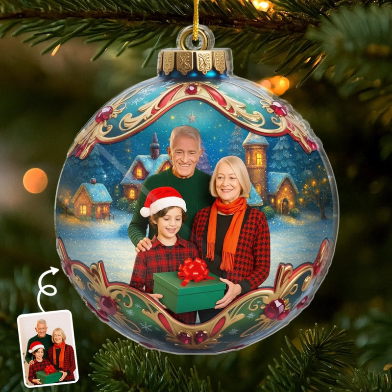 Ornement photo en acrylique personnalisé – Cadeaux de Noël ou d’anniversaire pour maman, papa, enfants – Ensemble est notre tradition
