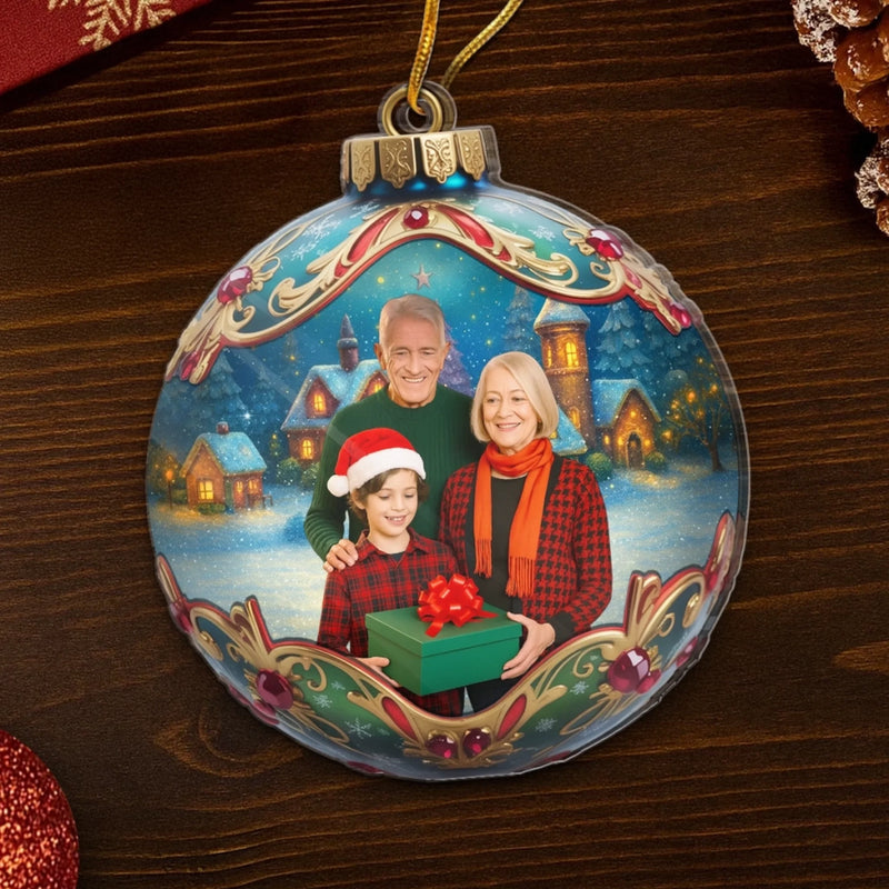 Ornement photo en acrylique personnalisé – Cadeaux de Noël ou d’anniversaire pour maman, papa, enfants – Ensemble est notre tradition