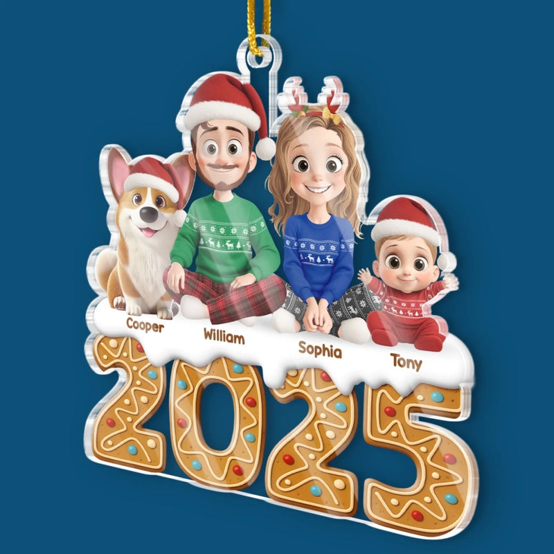 Ornement en acrylique personnalisé – Cadeaux de Noël ou d’anniversaire pour la famille, les amoureux des chiens et des chats – Rêves de pain d’épices, thèmes familiaux