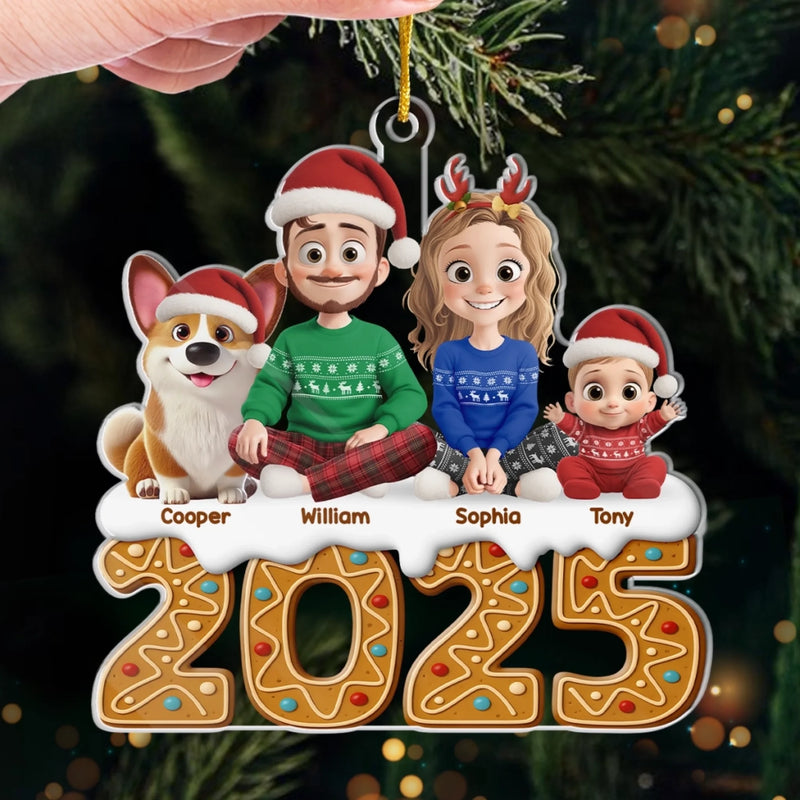 Ornement en acrylique personnalisé – Cadeaux de Noël ou d’anniversaire pour la famille, les amoureux des chiens et des chats – Rêves de pain d’épices, thèmes familiaux