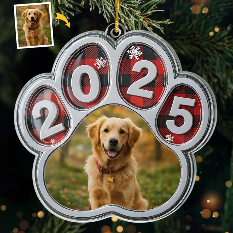 Ornement photo en acrylique personnalisé – Cadeaux de Noël commémoratifs et de sympathie pour chiens et chats – Toujours à côté de mon âme