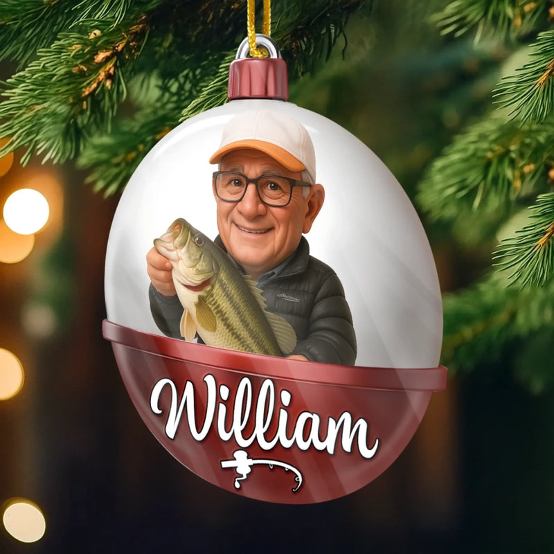 Ornement photo en acrylique personnalisé – Cadeaux de Noël ou d’anniversaire pour pêcheurs – Lancer des rêves sur des eaux tranquilles