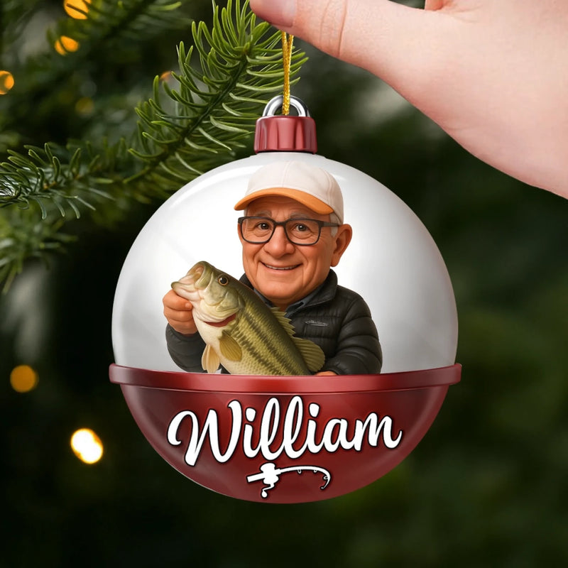 Ornement photo en acrylique personnalisé – Cadeaux de Noël ou d’anniversaire pour pêcheurs – Lancer des rêves sur des eaux tranquilles