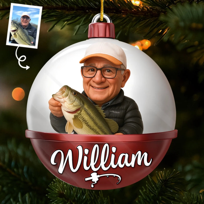 Ornement photo en acrylique personnalisé – Cadeaux de Noël ou d’anniversaire pour pêcheurs – Lancer des rêves sur des eaux tranquilles