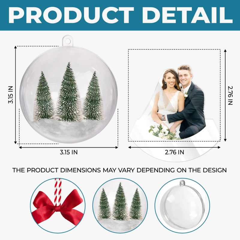 Boule de Noël en acrylique 3D personnalisée avec photo – Cadeaux d’anniversaire, de Noël et de mariage pour mari et femme, lui et elle – Rêves de mariage dans une boule à neige