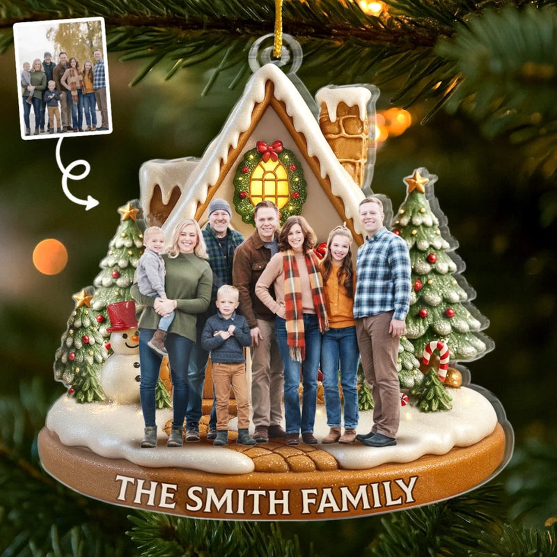 Ornement en acrylique personnalisé avec photo – Cadeaux de Noël et d’anniversaire pour maman, papa, frère, sœur, enfants – La magie de Noël brille d’amour à la maison