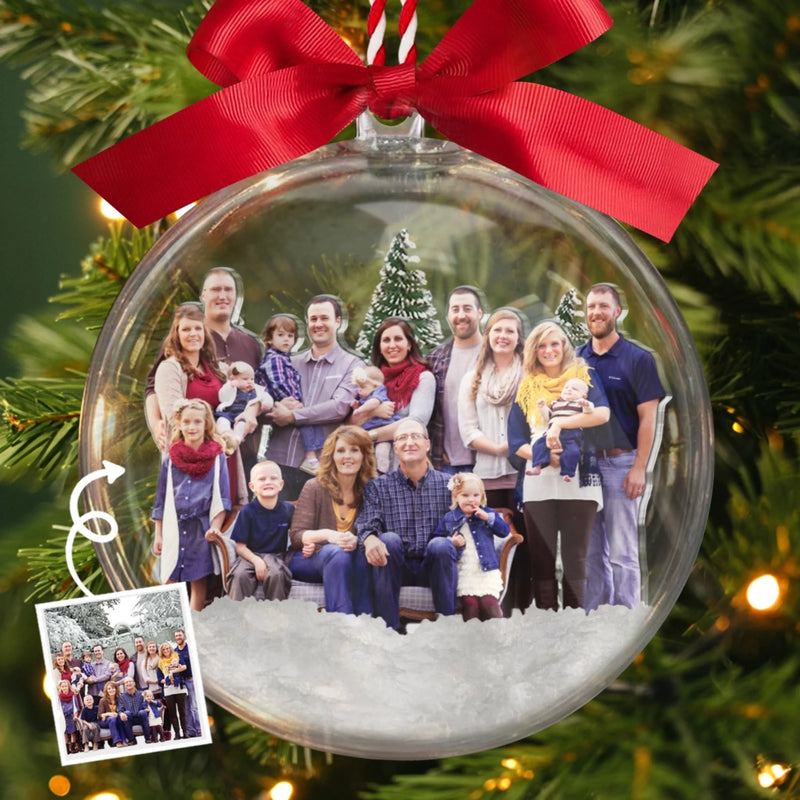 Boule de Noël en acrylique 3D personnalisée avec photo – Cadeaux de Noël et d’anniversaire pour maman, papa, enfants – Ensemble est notre endroit préféré