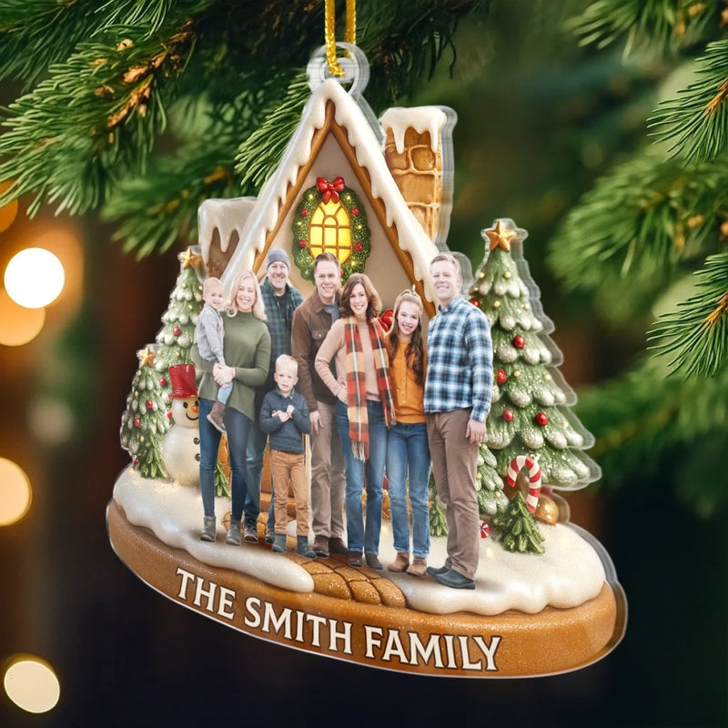Ornement en acrylique personnalisé avec photo – Cadeaux de Noël et d’anniversaire pour maman, papa, frère, sœur, enfants – Les étincelles de Noël illuminent la maison avec amour
