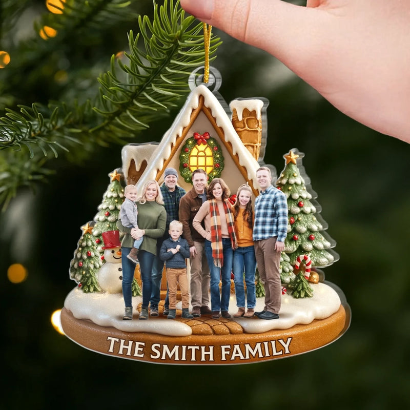 Ornement en acrylique personnalisé avec photo – Cadeaux de Noël et d’anniversaire pour maman, papa, frère, sœur, enfants – Les étincelles de Noël illuminent la maison avec amour