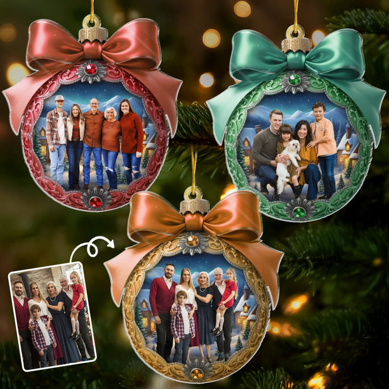 Ornement en acrylique personnalisé avec photo – Cadeaux de Noël et d’anniversaire pour maman, papa, frère, sœur, enfants – L’amour de la famille illumine nos cœurs