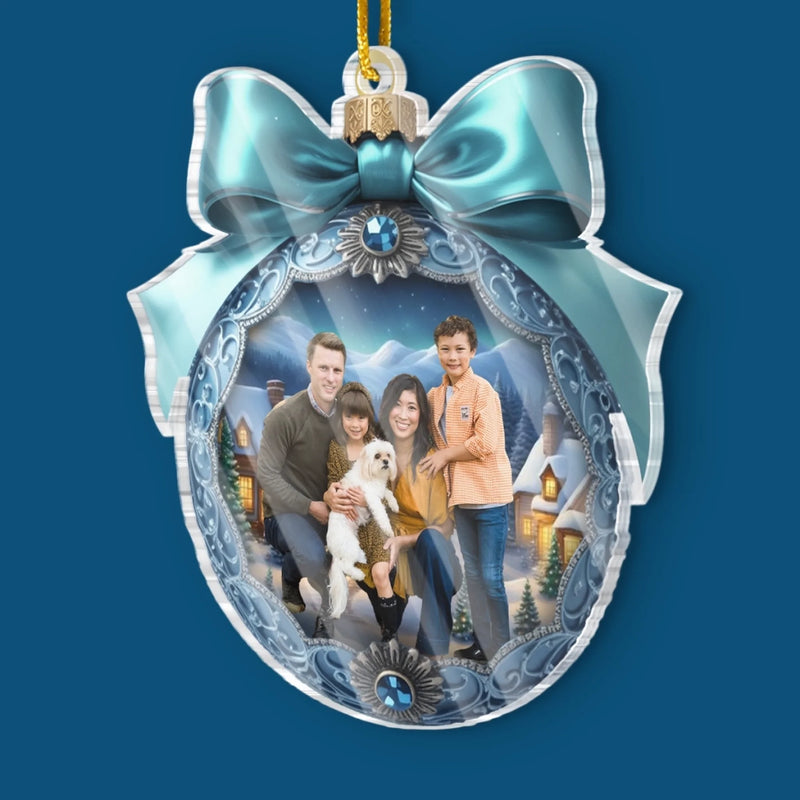 Ornement en acrylique personnalisé avec photo – Cadeaux de Noël et d’anniversaire pour maman, papa, frère, sœur, enfants – L’amour de la famille illumine nos cœurs