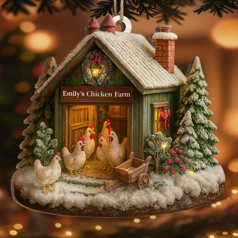 Ornement En Bois Personnalisé – Cadeaux De Noël Et D’Anniversaire Pour Femmes Et Hommes – Amour De Poules, Vie À La Ferme, Joie De Noël