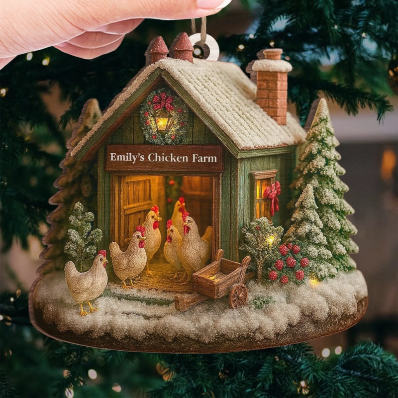 Ornement En Bois Personnalisé – Cadeaux De Noël Et D’Anniversaire Pour Femmes Et Hommes – Amour De Poules, Vie À La Ferme, Joie De Noël