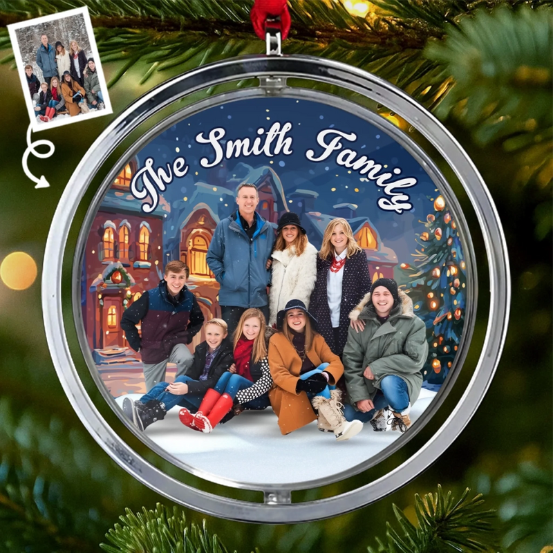 Ornement Rotatif En Acrylique Personnalisé Avec Photo - Cadeaux De Noël Et D’Anniversaire Pour Maman, Papa, Frère, Sœur, Enfants - Des Cœurs Unis En Cette Saison De Noël