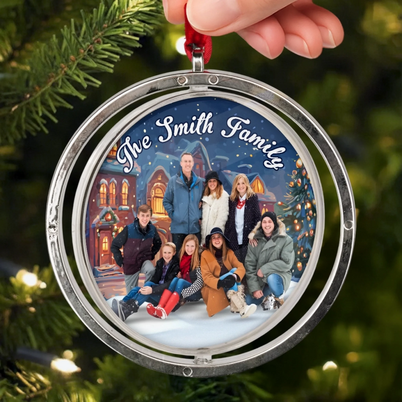 Ornement Rotatif En Acrylique Personnalisé Avec Photo - Cadeaux De Noël Et D’Anniversaire Pour Maman, Papa, Frère, Sœur, Enfants - Des Cœurs Unis En Cette Saison De Noël