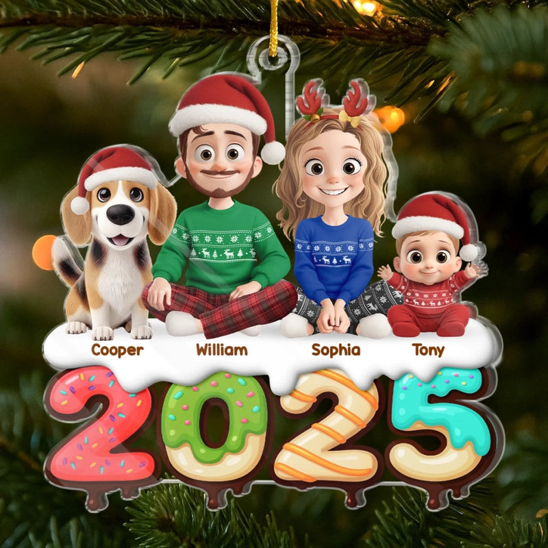 Ornement En Acrylique Personnalisé - Cadeaux De Noël Et D’Anniversaire Pour Famille, Amoureux Des Chiens Et Chats - Notre Famille Notre Toujours