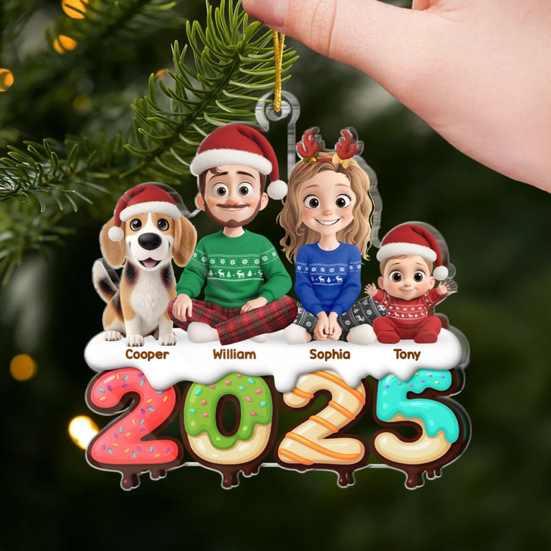 Ornement En Acrylique Personnalisé - Cadeaux De Noël Et D’Anniversaire Pour Famille, Amoureux Des Chiens Et Chats - Notre Famille Notre Toujours