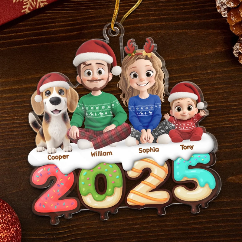 Ornement En Acrylique Personnalisé - Cadeaux De Noël Et D’Anniversaire Pour Famille, Amoureux Des Chiens Et Chats - Notre Famille Notre Toujours