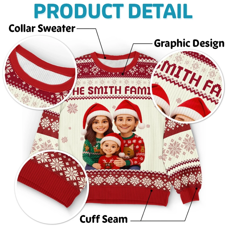 Sweatshirt Laid Unisexe Personnalisé Avec Photo - Cadeaux De Noël Et D’Anniversaire Pour Maman, Papa, Frère, Sœur, Enfants - Tout Enveloppé D’Amour