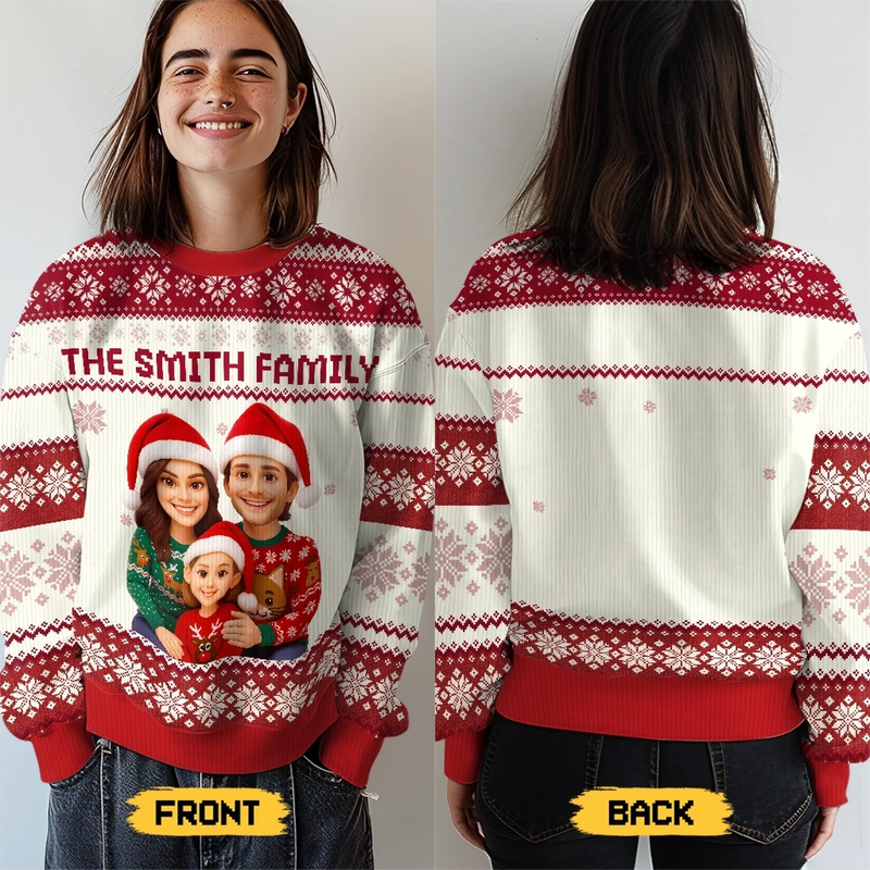 Sweatshirt Laid Unisexe Personnalisé Avec Photo - Cadeaux De Noël Et D’Anniversaire Pour Maman, Papa, Frère, Sœur, Enfants - Tout Enveloppé D’Amour