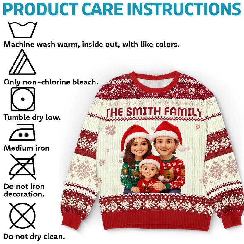 Sweatshirt Laid Unisexe Personnalisé Avec Photo - Cadeaux De Noël Et D’Anniversaire Pour Maman, Papa, Frère, Sœur, Enfants - Tout Enveloppé D’Amour