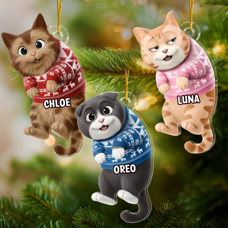 Ornement En Acrylique Personnalisé - Cadeaux De Noël Et D’Anniversaire Pour Amoureux Des Chats, Maman Et Papa Chats - Les Chats Apportent De La Lumière Aux Fêtes