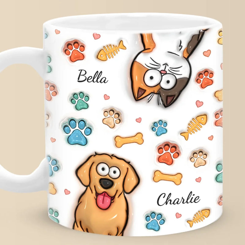 Mug Personnalisé À Effet Imprimé 3D Gonflé - Cadeaux D’Anniversaire Pour Amoureux Des Chiens, Papa Et Maman Chiens - Les Meilleurs Thérapeutes Ont De La Fourrure Et Quatre Pattes