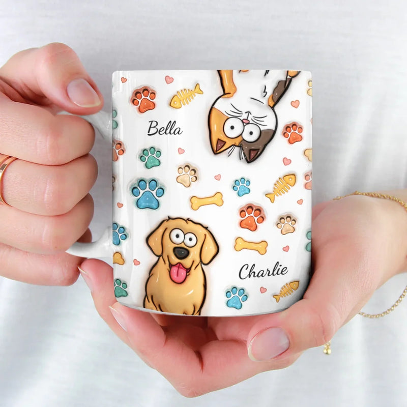 Mug Personnalisé À Effet Imprimé 3D Gonflé - Cadeaux D’Anniversaire Pour Amoureux Des Chiens, Papa Et Maman Chiens - Les Meilleurs Thérapeutes Ont De La Fourrure Et Quatre Pattes