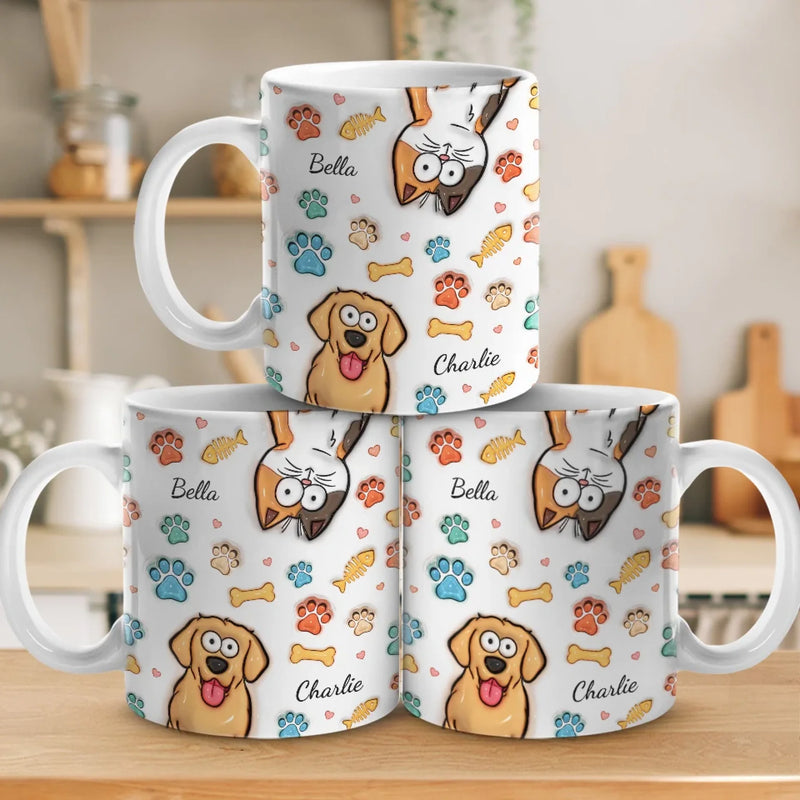 Mug Personnalisé À Effet Imprimé 3D Gonflé - Cadeaux D’Anniversaire Pour Amoureux Des Chiens, Papa Et Maman Chiens - Les Meilleurs Thérapeutes Ont De La Fourrure Et Quatre Pattes