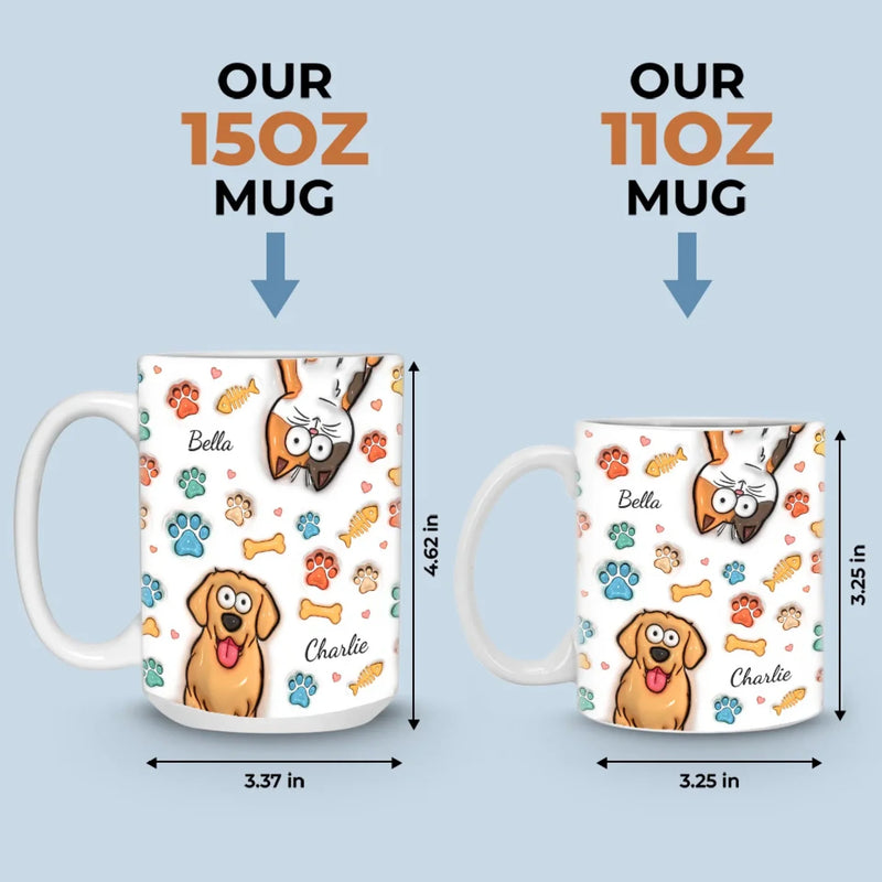 Mug Personnalisé À Effet Imprimé 3D Gonflé - Cadeaux D’Anniversaire Pour Amoureux Des Chiens, Papa Et Maman Chiens - Les Meilleurs Thérapeutes Ont De La Fourrure Et Quatre Pattes