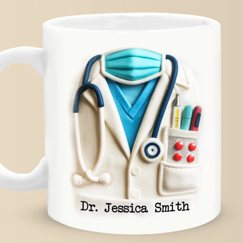 Mug Infirmière Personnalisé À Effet Imprimé 3D Gonflé - Cadeaux D’Anniversaire Pour Infirmières - Cadeau De Reconnaissance, Remerciement, Vie D’Infirmière, Vie De Médecin