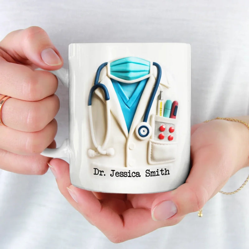 Mug Infirmière Personnalisé À Effet Imprimé 3D Gonflé - Cadeaux D’Anniversaire Pour Infirmières - Cadeau De Reconnaissance, Remerciement, Vie D’Infirmière, Vie De Médecin