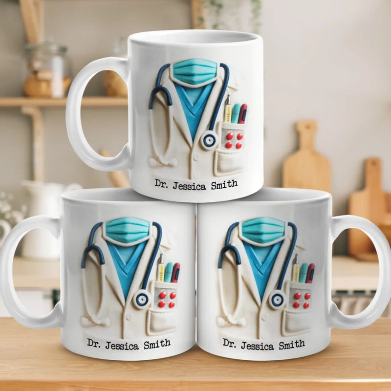 Mug Infirmière Personnalisé À Effet Imprimé 3D Gonflé - Cadeaux D’Anniversaire Pour Infirmières - Cadeau De Reconnaissance, Remerciement, Vie D’Infirmière, Vie De Médecin